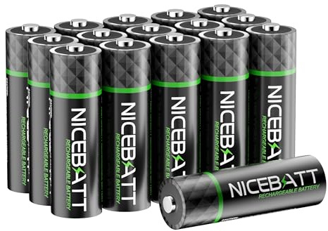 NICEBATT Rechargeable aa Batteries 16 Count, 2800mAh Premium NiMH Double A Battery Low Self Discharge
