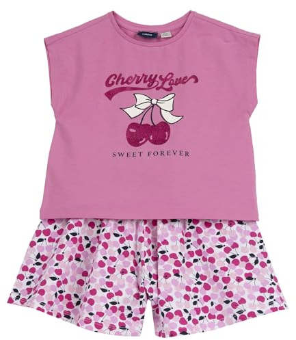 Completo con T-shirt e Pantaloncini Bambine e ragazze in morbido tessuto - colorata stampa all-over 261