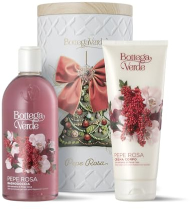 Bottega Verde - Cofanetto Regalo Pepe Rosa, con Bagnodoccia 400 ml e Crema Corpo 200 ml, Profumo di Pepe Rosa e Vaniglia, Idea Regalo
