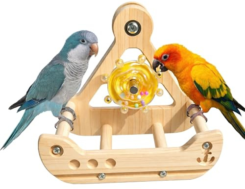 Juguete para pájaros, para periquitos Columpio para Loros Percha Robusta y Juguete Adecuado para Loros periquitos Barcos Piratas Forma de Barco Pirata Resistente