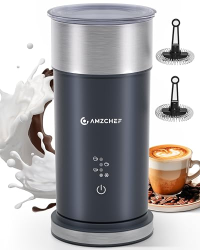 IPX6 Waterproof Electric Milk Frother and Steamer – 4-in-1 Coffee Frother for Hot & Cold Foam, Single-Button Control, Quick 80s Frothing, Milk Steamer for Lattes & Cappuccinos