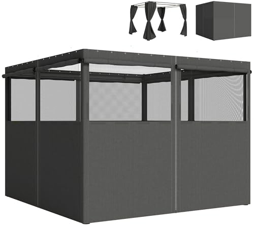 Outsunny, juego de 4 cortinas de recambio para cenadores: paneles de privacidad compatibles con la mayoría de cenadores, toldos y pabellones de 3 x 3 m; accesorios para paredes laterales de refugios