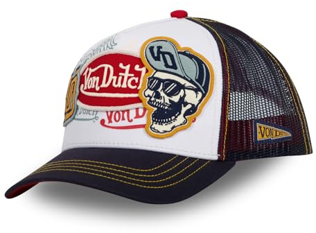 Von Dutch Casquette Homme & Femme, Trucker Badge, Blanc Bad