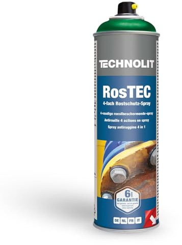 TECHNOLIT RosTEC 4-Fach Rostschutz Spray 500 ml, Farbspray, Rostschutzspray, Korrosionsschutz, Grundierung, RAL 6005 moosgrün