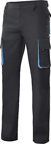 VELILLA - Pantalón Bicolor Multibolsillos con Refuerzo de Tejido 103004 Hombre Negro-Celeste 60