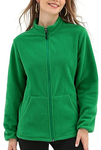 Argstar Women Fleece Jacket, Full Zip Coat with Pockets Hunter Green XL