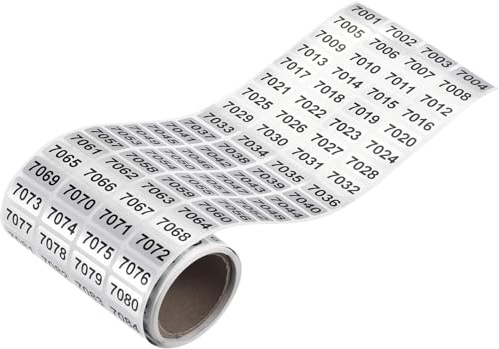 PENCK 7001 to 8000 Number Label Stickers Black Inventory Numbering Small Consecutive Number Sticker for Office Warehouse Classification Storage