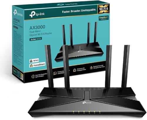 (Ricondizionato) TP-Link Archer AX58 AX3000Mbps Router WiFi 6 Dual-Band, 4 Porta Gigabit, 2402Mbps su 5 GHz e 574Mbps su 2,4 GHz, 4 Antenne Ad Alto Guadagno, Parental Control, QoS, EasyMesh, WPA3