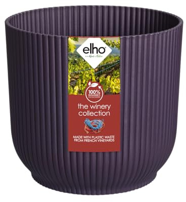 elho The Winery Collection 14 - Plant Pot Indoor - 100% Recycled Plastic - Ø 14.1 x H 12.9 cm - Purple/Deep Purple