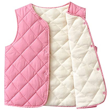 Fleece Gefütterte Kinderweste Kleinkind Leichte Steppweste Baumwolle Weste Ärmelloser Fleecejacke Leichte Winter Warme Mantel Open Front Übeergangsweste Jungen Mädchen Softshell Weste Outwear (150)