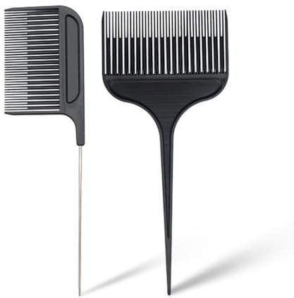 siduytin Pack of 2 Dyeing Comb Weaving Sectioning Hairbrush Highlighting Foiling Combs Household Styling Hairdressing Accessories