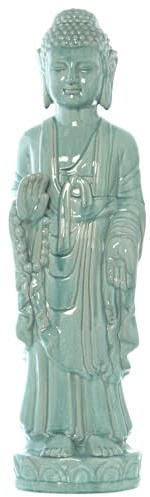 FIGURA CERÁMICA BUDA CELESTE 25X18X88CM