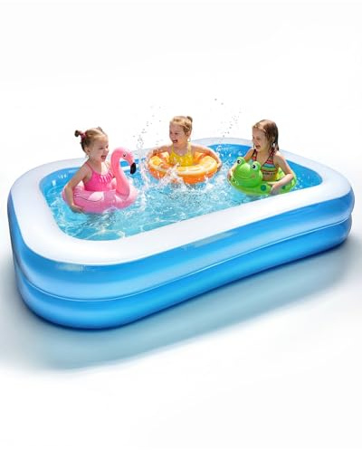 2M Inflatable Paddling Pool, PVC Thickened Paddling Pool Rectangle, Self-Adhesive Repair Patch, Easy Setup & Storage, Ideal Swimming Pool for Kids, Family, Indoor & Outdoor Use