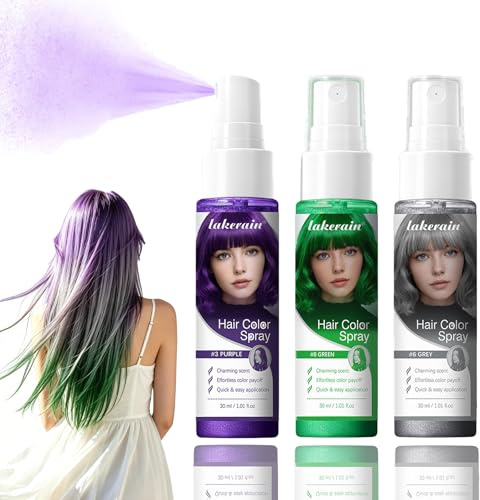 Sitovely 3PCS Spray Colorant Capillaire Temporaire, Alternative De Coloration Capillaire Instantanée Pour Adolescentes Femmes Temporary Hair Spray Coloration Lavable Et Non Collante Fête Cosplay Noëll