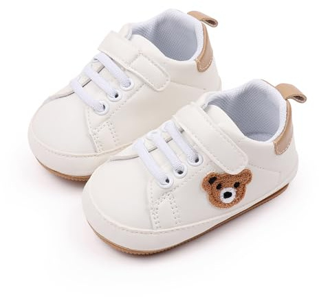 YROHGKPN 1 par de zapatos de bebé para niños pequeños que aprenden a caminar con bonitos osos bordados para primeros caminantes, informales, antideslizantes