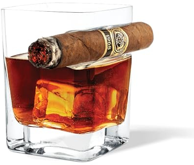 Corkcicle Premium Cigar Glass - Dual-Use Whiskey Glass - Built-In Cigar Notch - Ergonomic Design - Durable Construction - Summer Drinkware Gift - 9 oz