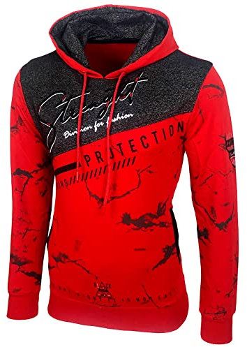 Baxboy Herren Pullover Hoodie Sweatjacke Longsleeve Sweatshirt Jacke Langarm Kapuzenpullover Hoody Sweater 2628, Farbe:Rot, Größe:XL