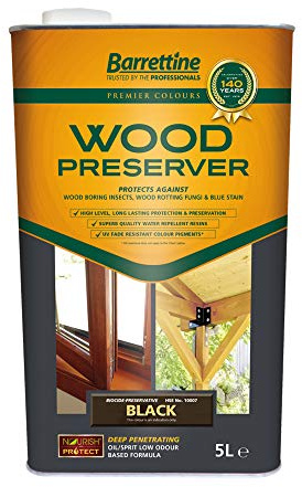 2 x 5L Wood Preserver Black Barrettine Premier Wood Preserver Stain Treatment Protection Exterior