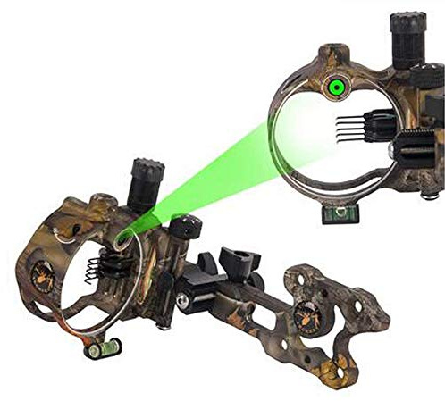 SHARROW Visor de Arco Bow Sight 5 Pin 7 Pin Vista de Arco Compuesto Micro Ajustable Miras para Arcos Compuestos Vista 0.019 Fibra óptica(DB9150 Camo(5 Pin))