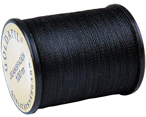 Bestlivings Jeansfaden in Schwarz, 2X 100m Qualitäts - Nähgarn in 210 D/2 - Jeansgarn Denim, 100% Nylon - Reißfestes Garn für die Nähmaschine
