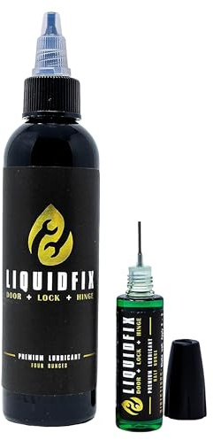 LiquidFix Door, Lock, and Hinge Lubricant | 4 oz Dropper + 0.5 Needle Combo Pack - Door & Sliding Long-Lasting Squeaky Oil for Hinges Glass Doors