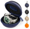 HELMDY Uhrengehäuse Uhrenbox Organizer für Damen und Herren, Reise-Uhrenetui 1 Slot, Tragbare Einzeluhr-Aufbewahrungsbox - Für alle Armbanduhren & Smart Watch bis zu 50mm (Blau-1 Stück)