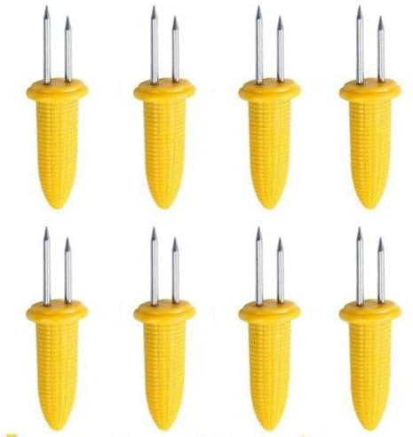 fiXte® 8 BBQ Maisspieße | Edelstahl BBQ Spieße | Maiskolbenhalter | Maiskolben Halter | Maiskolben Griffe Gabeln | Grillwerkzeug | Zuckermais Halter Gabel | Maiskolben Sticks | für BBQ, Camping,