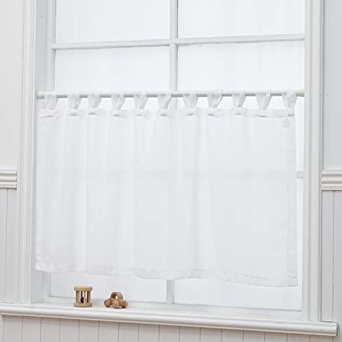 NSXIN Scheibengardine Voile Bistrogardine mit Schlaufen Transparente Vorhang Moderne Fenstervorhang Gardine Gaze Schals Fensterschal für Küche Wohnzimmer Landhaus (HxB 60x120cm,Reines Weiß)
