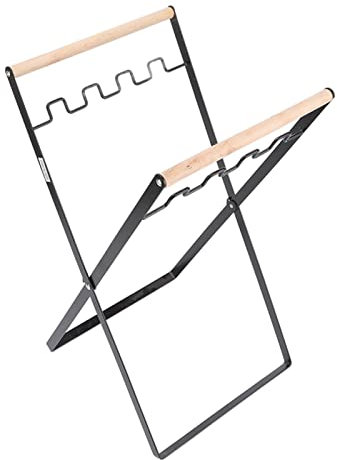 Mokylor Porta Sacco della Spazzatura, Portatile Pieghevole Robusto Porta Sacco della Spazzatura Manico in Legno di Gomma Supporto per Sacco a Foglia di Ferro Supporto per Sacco della Spazzatura(Nero)