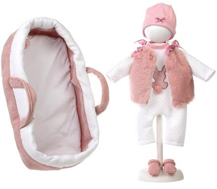 Llorens 1074012 - Accessorio per bambole da 42 cm, colore: Rosa con set di vestiti, pagliaccetto, berretto e calzini con coniglietto