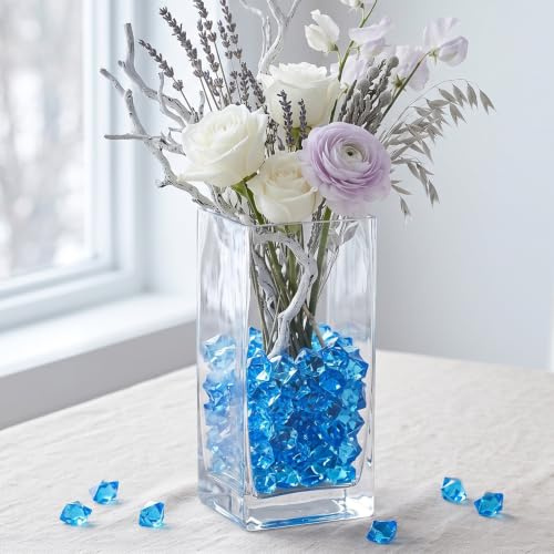 VGOODALL 380PCS Reusable Fake Ice Cubes, Acrylic Vase Fillers Decorations | 1.4cm×1cm Artificial Acrylic Crystal Cubes for Wedding Decor, Photography Props, Centerpieces, Table Scatter, Resin Craft