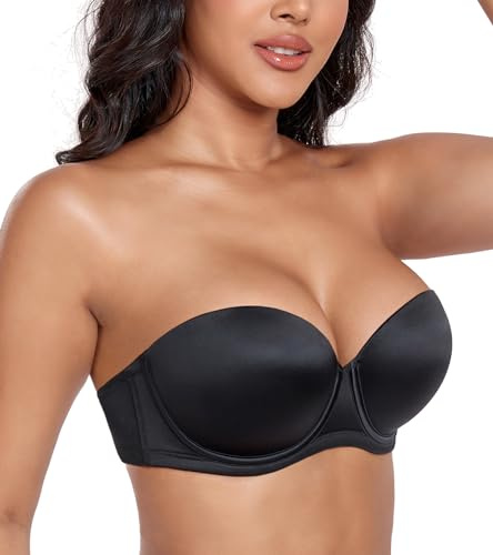 DotVol Women's Multiway Push Up Convertible Underwire Strapless Bra Thick Padded Everyday Bra(Black,34C)