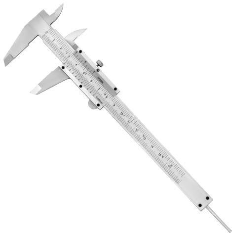 QWORK® Calibre Vernier, Calibre Vernier de Alta Precisión de 6/150 mm, Calibre Vernier de Tolerancia de 0.05 mm/1/128 con Tornillo de Bloqueo