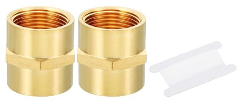 PATIKIL Mässing rörbeslagskoppling, 2 st 1 tum x 1 tum NPT NPT hongänga mässing hexnippel kopplingsreducerare adapter slangkontakt adapter med PTFE tejp för vatten, luft, olja, gasledning