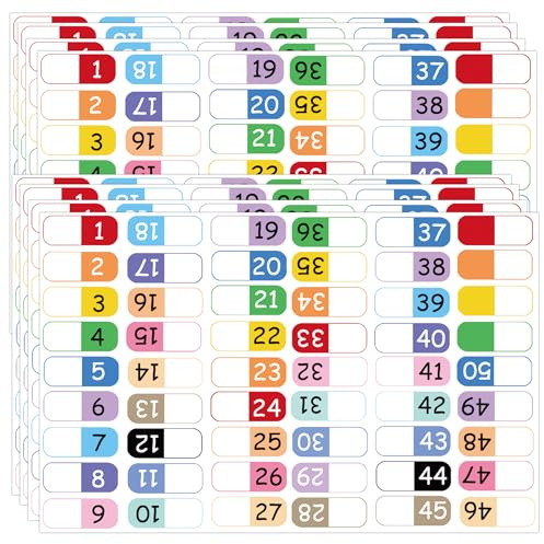 Etichette con indice numerico, linguette dell'alfabeto multicolore 1-50 1-100 divisori per 3 raccoglitori ad anelli, quaderni, ordinamento di file, contenuti, pagine, rubrica