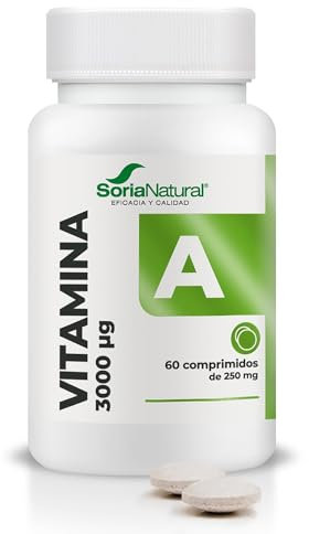 Soria Natural Vitamina A Liberación Sostenida - Salud Ocular, Salud de la Piel y Refuerzo del Sistema Inmunológico - Liberación Gradual para MÁXIMA ABSORCIÓN - 60 comprimidos de 250mg