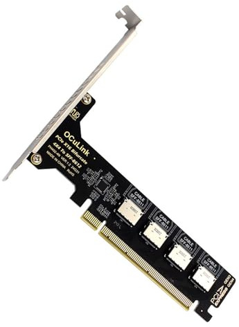 NFHK Adapter PCI-Express 4.0 PCIE 16x Detachable to Four Oculink SFF-8612 SFF-8611 Internal VROC Raid0 Adapter for U.2 SSD eGPU External Graphics Card Dock