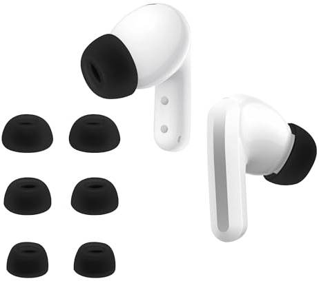 kwmobile 6x Replacement Ear Tips Compatible with Xiaomi Redmi Buds 5 - Silicone Tips for Earphones - Black