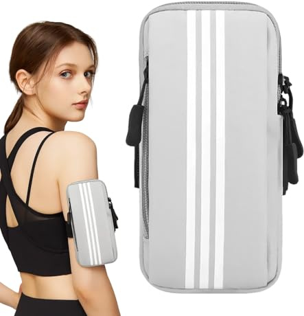 Brazalete Móvil Running, Porta Móvil Running, Funda Sujeta Móvils para Gimnasio, Portamóviles Runnings, Compatible con Teléfonos de hasta 6,7 Pulgadas (Gris)