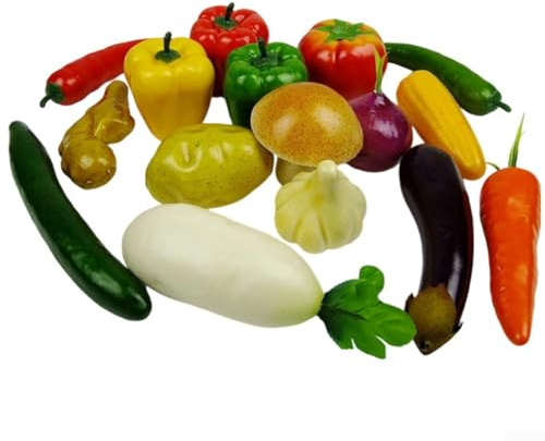 Gettimore Set di verdure artificiali realistiche, 17 pezzi, in plastica, per decorare la casa, la cucina, le feste e le festività