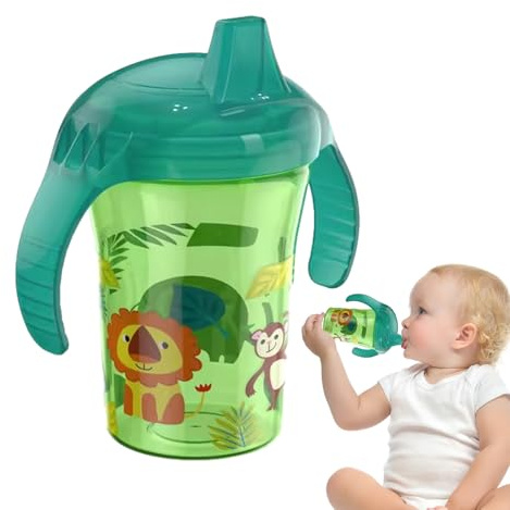 Taza para beber sin derrames, taza de aprendizaje, botella de transición de 240 ml con asas, tazas de alimentación sin BPA, taza de diseño de entrenamiento, tazas para beber leche, autoalimentación