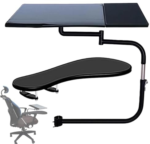 Soporte para laptop, soporte de brazo de silla, soporte de mesa, soporte de teclado, abrazadera de escritorio para computadora, soporte ergonómico, ajustable a 360°