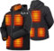ARRIS Heated Jacket for Men, Electric Heating Warm Coat with 7.4V Rechargeable Battery/8 Heating Areas/Detachable Hood for Winter Use Black XL