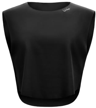 WINSHAPE Damen Light And Soft Cropped Top Aet115ls Yoga-Shirt, Schwarz, L EU