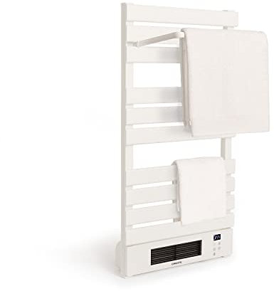 CREATE / WARMTOWEL Pro + Estante/Toallero Eléctrico con Calefactor cerámico con Estante 3 Barras y Gancho Blanco /101x13x55cm / 1500W, 2 potencias
