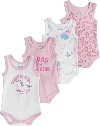 Chicco Bebé-Niñas Set de 4 Bodies Sin Mangas