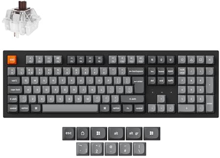 Keychron K10 Max Mechanical Gaming Keyboard, Full-Size, Programmable Macros, Bluetooth 5.1/2.4GHz/Wired, White Backlight, Super Brown Switch, PTB Keycaps, UK Layout - for Windows/Mac/Linux