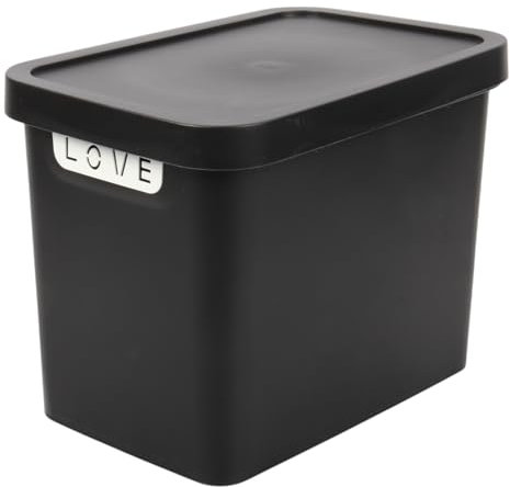 Jolie Max Plastic Storage Box with Lid, 12.5L, Solid Matte Colour, Decorative Design, Stackable & Nestable Space-Saving Organizer for Home, Office, Bedroom, Kitchen – 31.5 x 21.5 x 24 cm (BLACK)