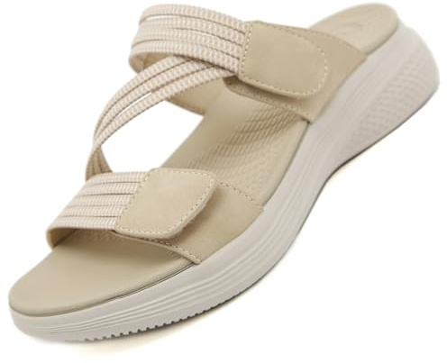 Ulicox Sandali Sportivi Donna Estivi Supporto Ortopedico Antiscivolo Camminata Pantofola Confortevole Aperta Scarpe Beige 42
