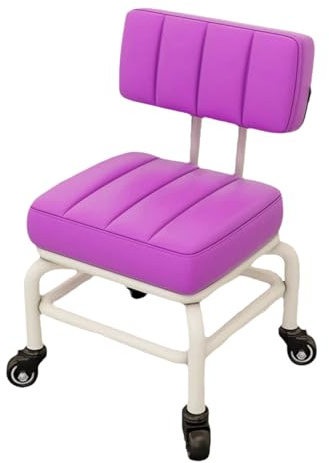 Eleeonora SièGe à roulettes Court,Chaise Courte à roulettes,Petit Tabouret Roulant Bas avec roulettes Et Support Dorsal,Tabouret Bas à roulettes avec Dossiers,Ergonomique,pour Salons